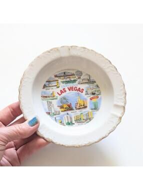 Vintage Las Vegas Souvenir Ceramic Ashtray